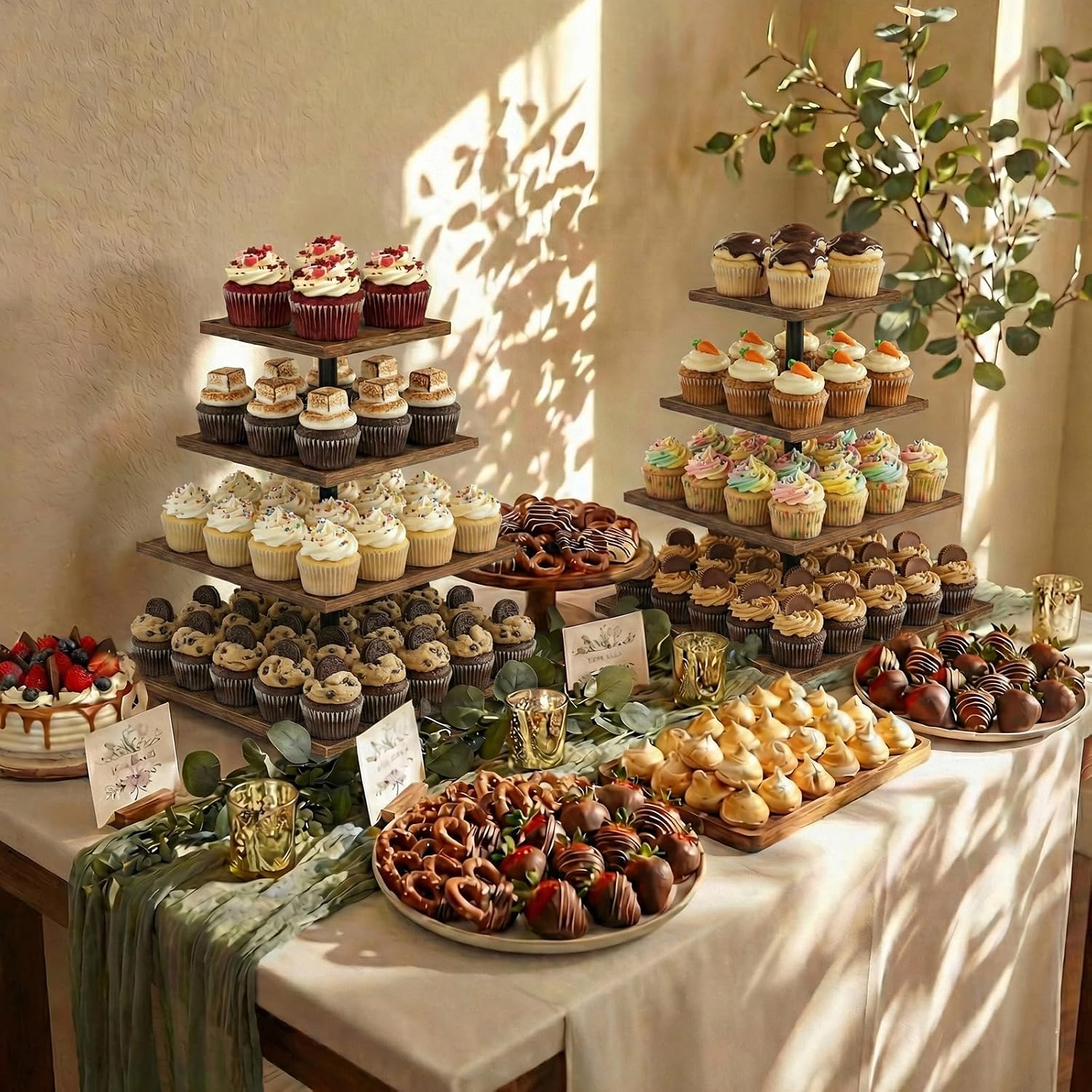 Cupcake Stand Tier - Homiva Store Wooden 4 Tier Cupcake