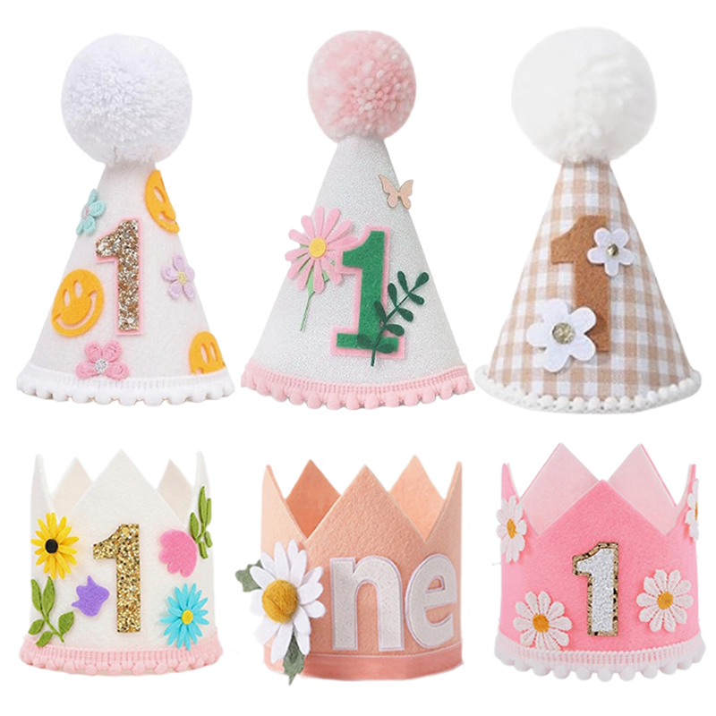 Party Hat Cone - Flower Cone Hat 1st Birthday Hats
