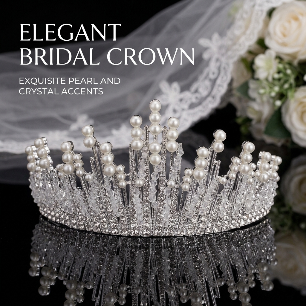Bridal Pearl Crown Headpiece E - Event & Party Supply Photos avaliação e preço