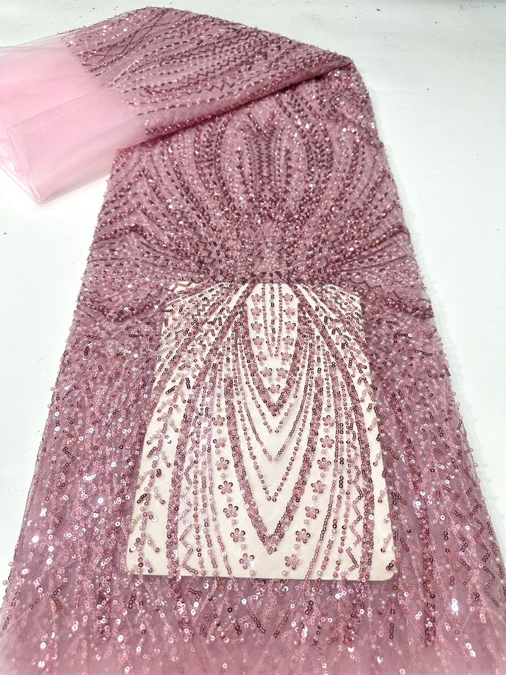 African Sequins Beaded Lace Fa - Glitter Tablecloth avaliação e preço