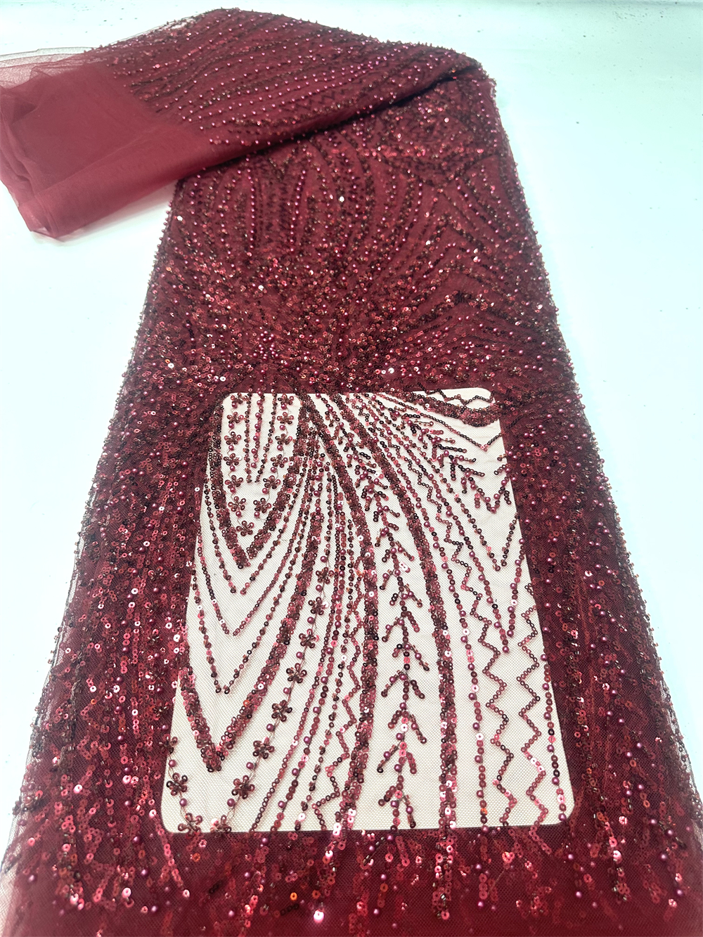 African Sequins Beaded Lace Fa - Glitter Tablecloth avaliação e preço