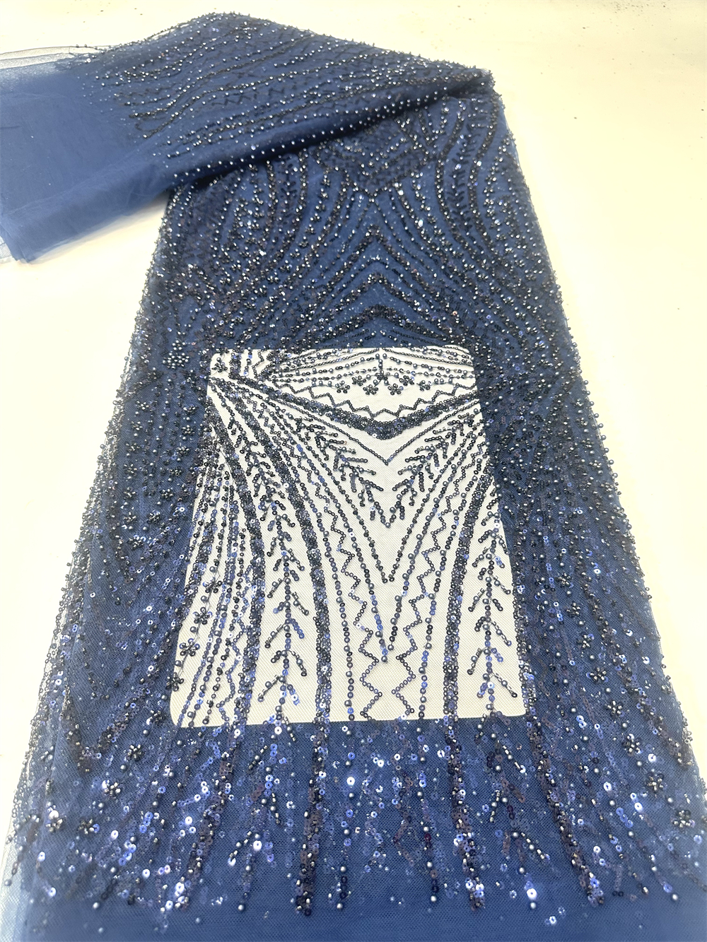 African Sequins Beaded Lace Fa - Glitter Tablecloth avaliação e preço
