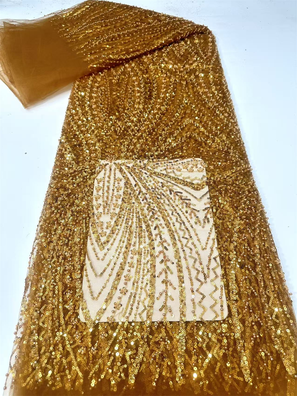 African Sequins Beaded Lace Fa - Glitter Tablecloth avaliação e preço
