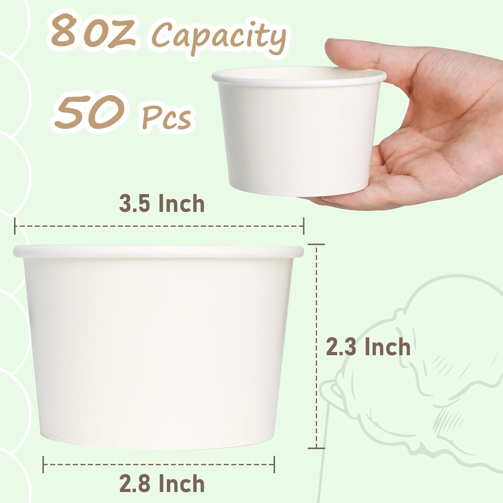 50pcs 8oz Paper Ice Cream Cups - Plastic Cup 50Pcs avaliação e preço