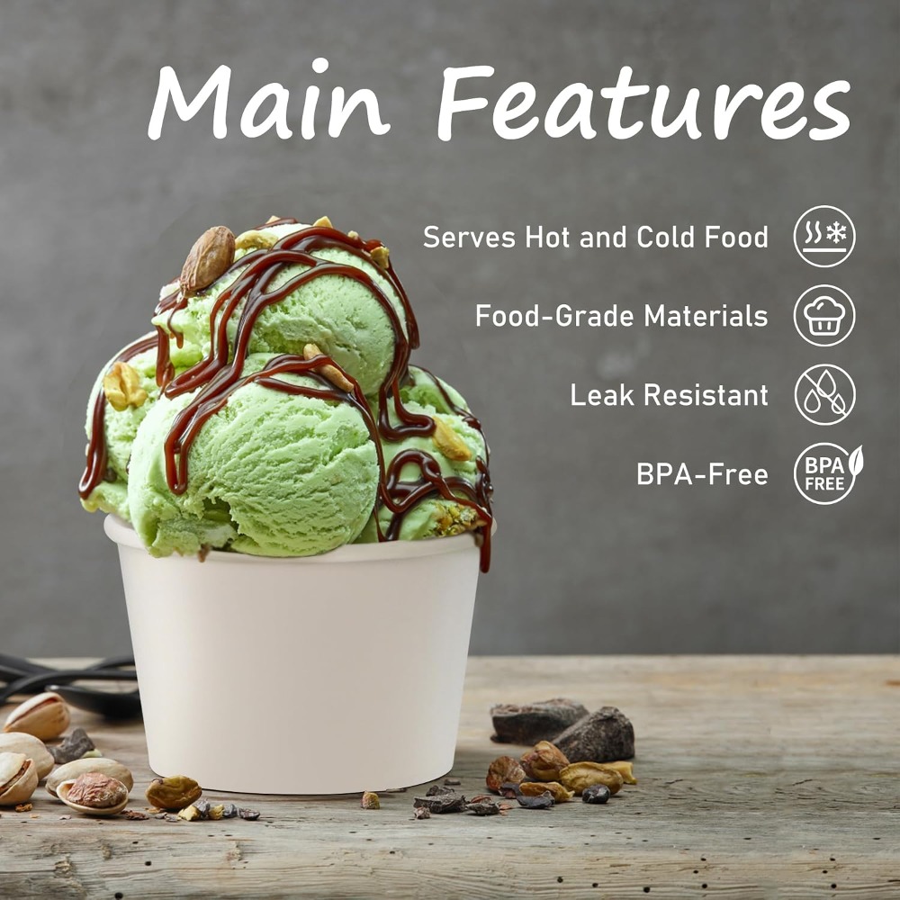 50pcs 8oz Paper Ice Cream Cups - Plastic Cup 50Pcs avaliação e preço