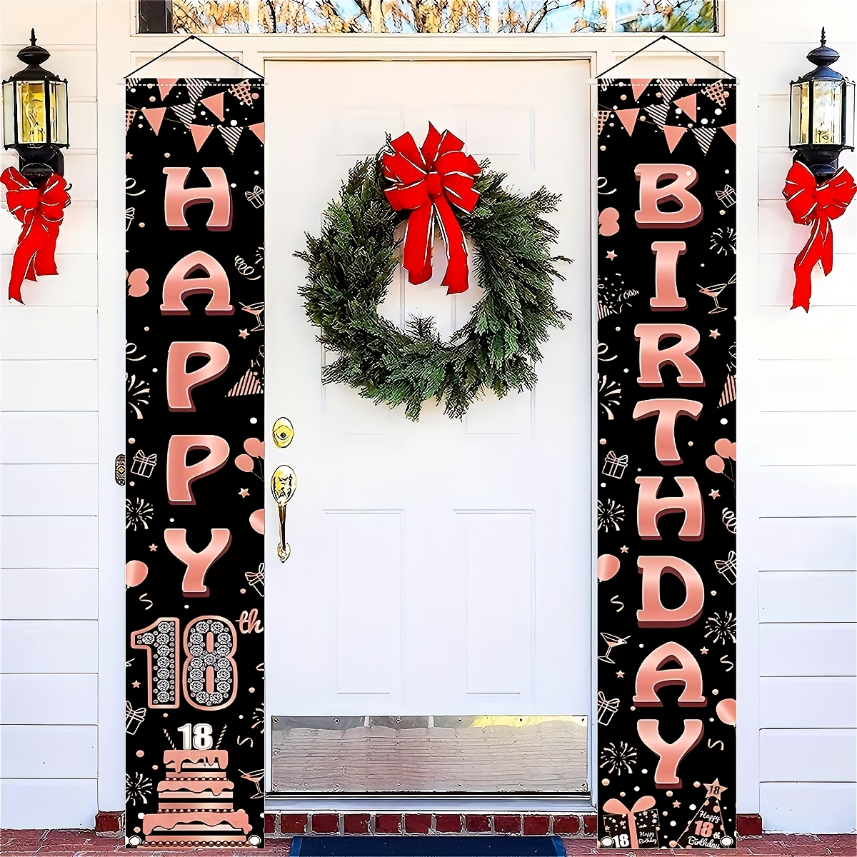 2Pcs Rose Gold Polyester Door  - Party Banner Gold avaliação e preço