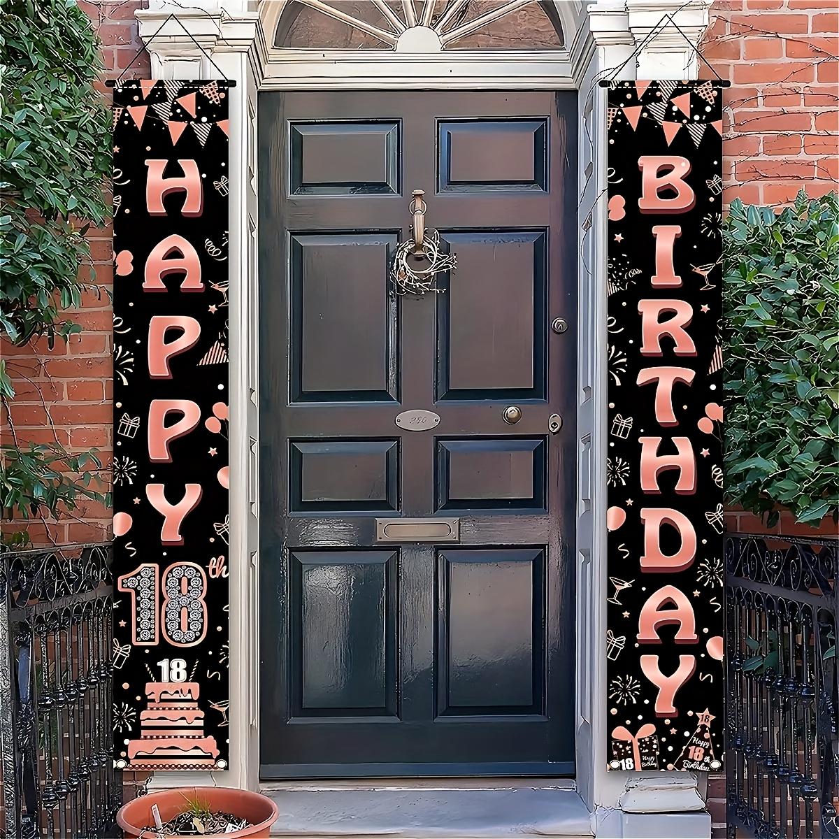 2Pcs Rose Gold Polyester Door  - Party Banner Gold avaliação e preço