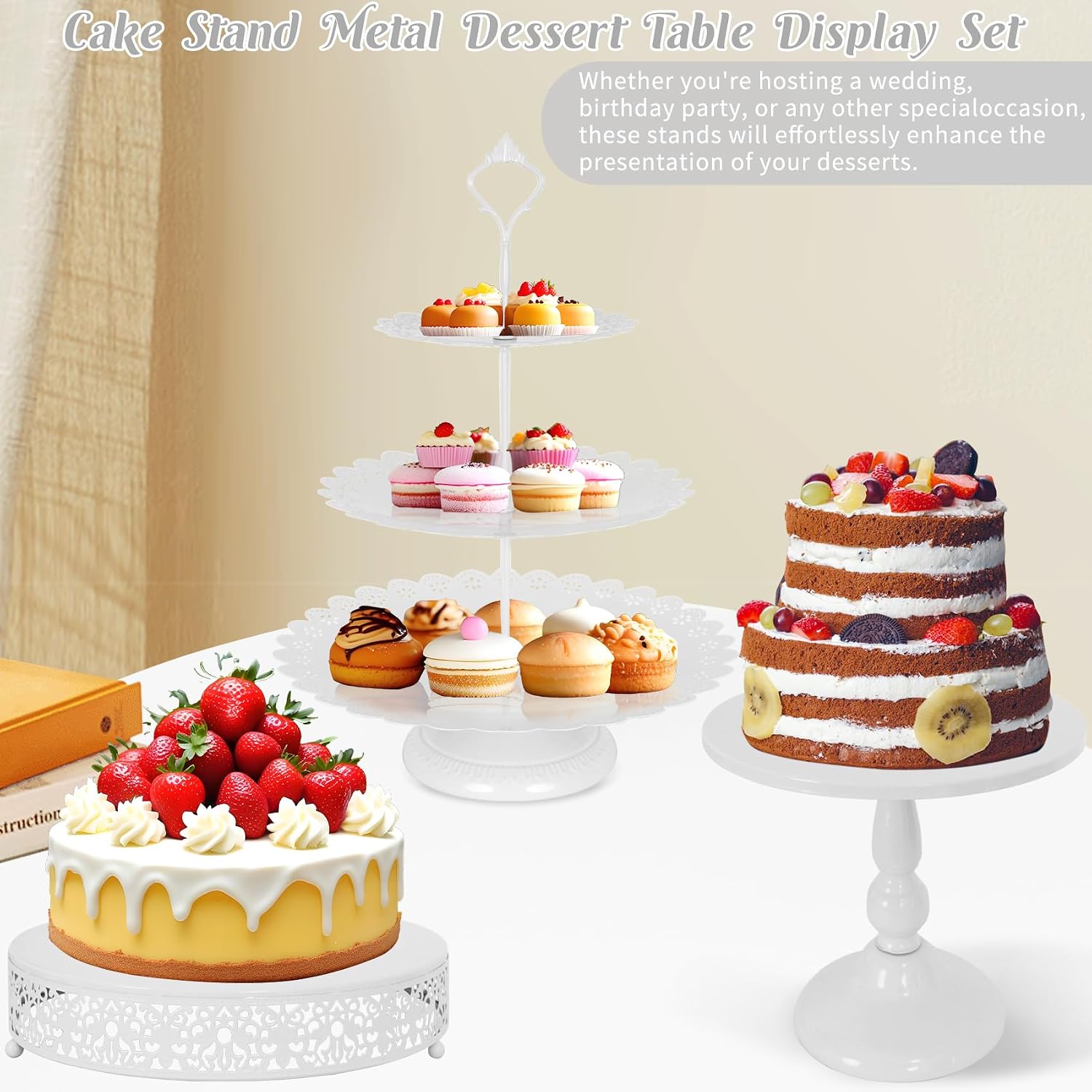 Black Metal Dessert Table Disp - Cupcake Stand Tier avaliação e preço