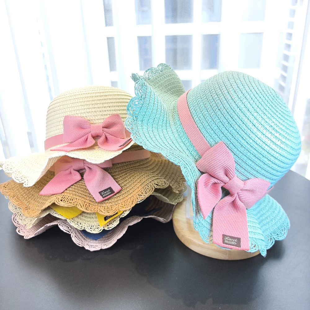 Girls 2pcs Straw Hat Solid Col - Paper Straw Color avaliação e preço