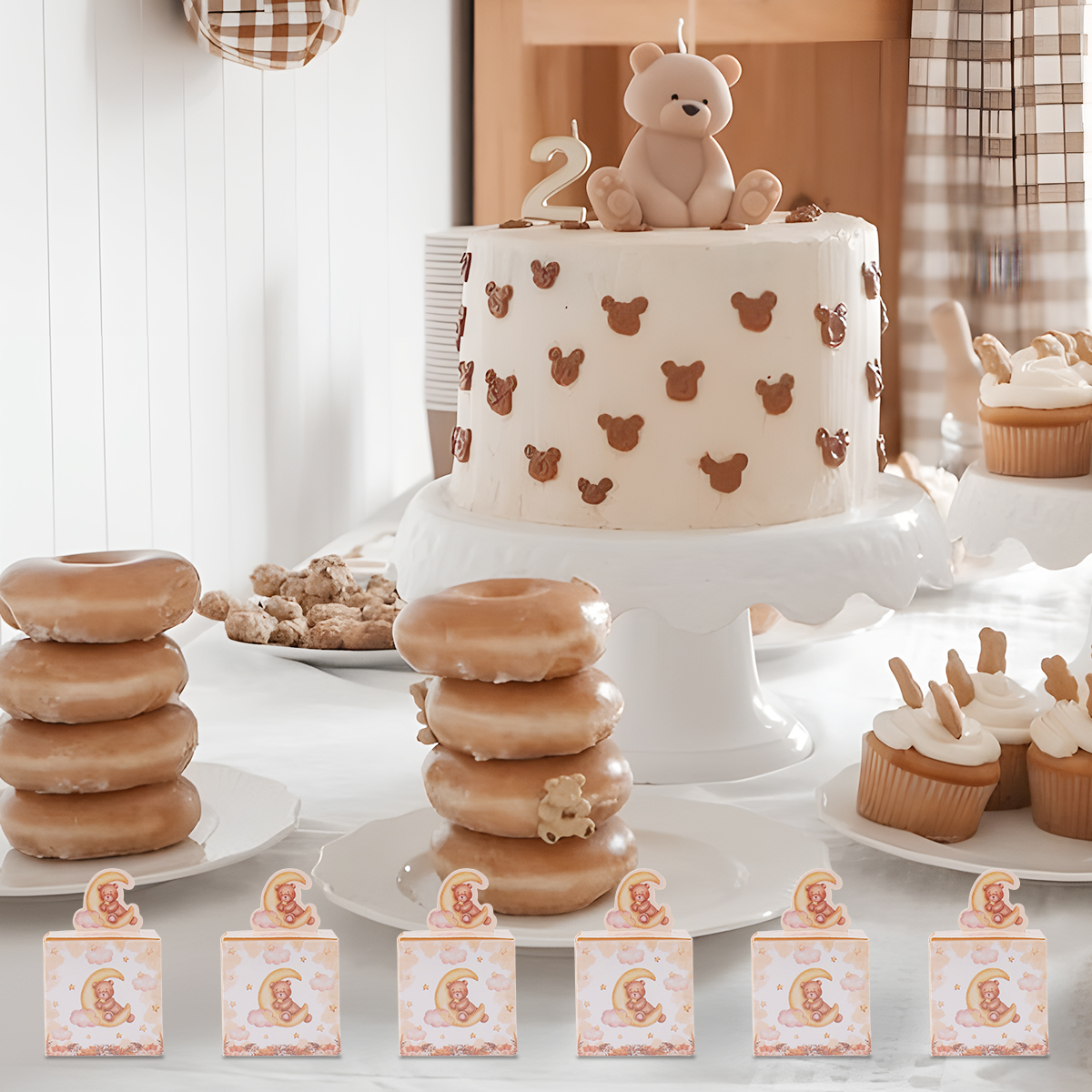 24pcs Brown Teddy Bear Square  - Event Party Box avaliação e preço