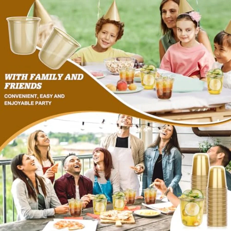 50 Pcs Gold Plastic Cups, 12oz - Plastic Cup 50Pcs avaliação e preço