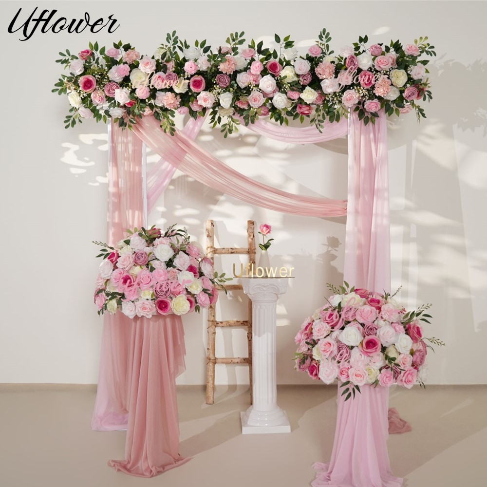 Uflower Pink Rose Greenery Han - Flower Wall Panel avaliação e preço