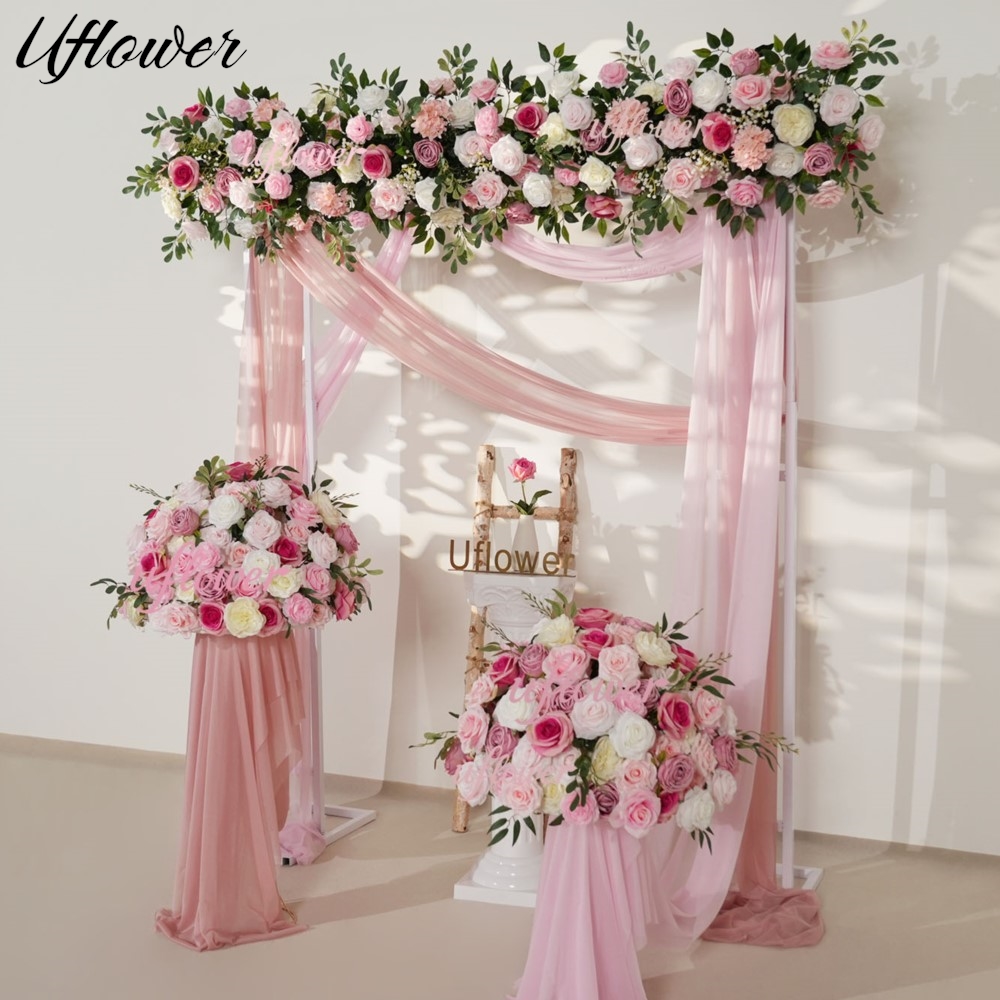 Uflower Pink Rose Greenery Han - Flower Wall Panel avaliação e preço
