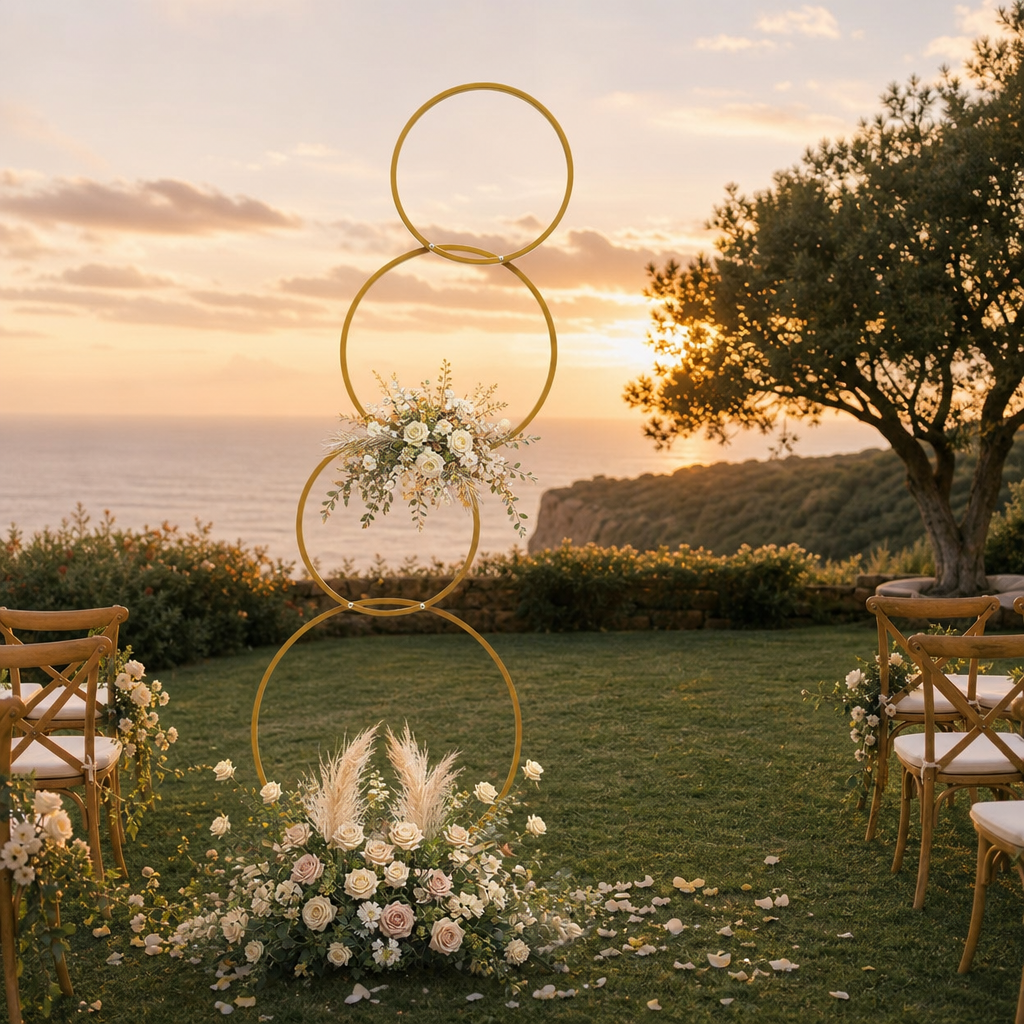 4-Tier Gold Wedding Arch Stand - Photo Booth Frame avaliação e preço