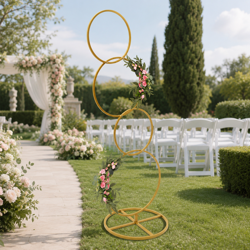 4-Tier Gold Wedding Arch Stand - Photo Booth Frame avaliação e preço