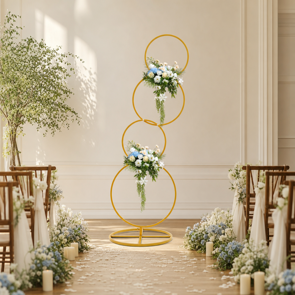 4-Tier Gold Wedding Arch Stand - Photo Booth Frame avaliação e preço