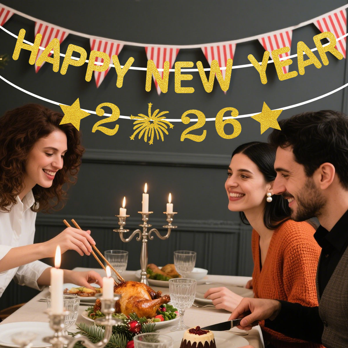 1Set 2026 Happy New Year Decor - Party Banner Gold avaliação e preço