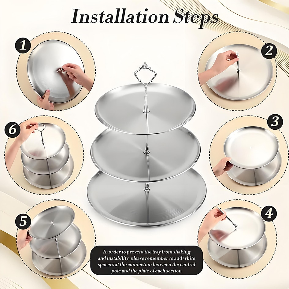 Luxury 3-Tier Gold Cake Stand  - Cupcake Stand Tier avaliação e preço