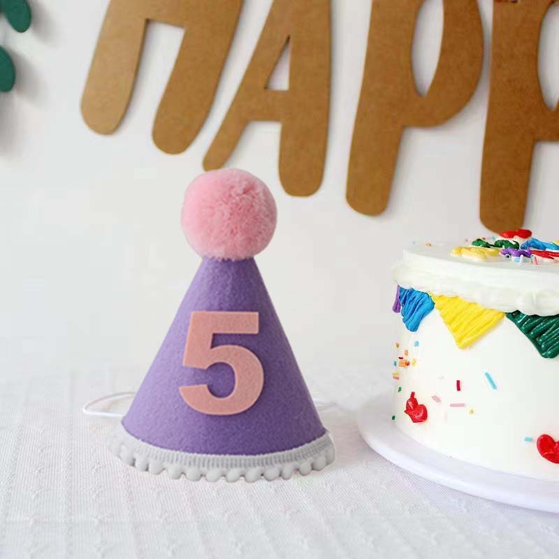 Purple Birthday Hat 1 2 3 4 5  - Party Hat Cone avaliação e preço
