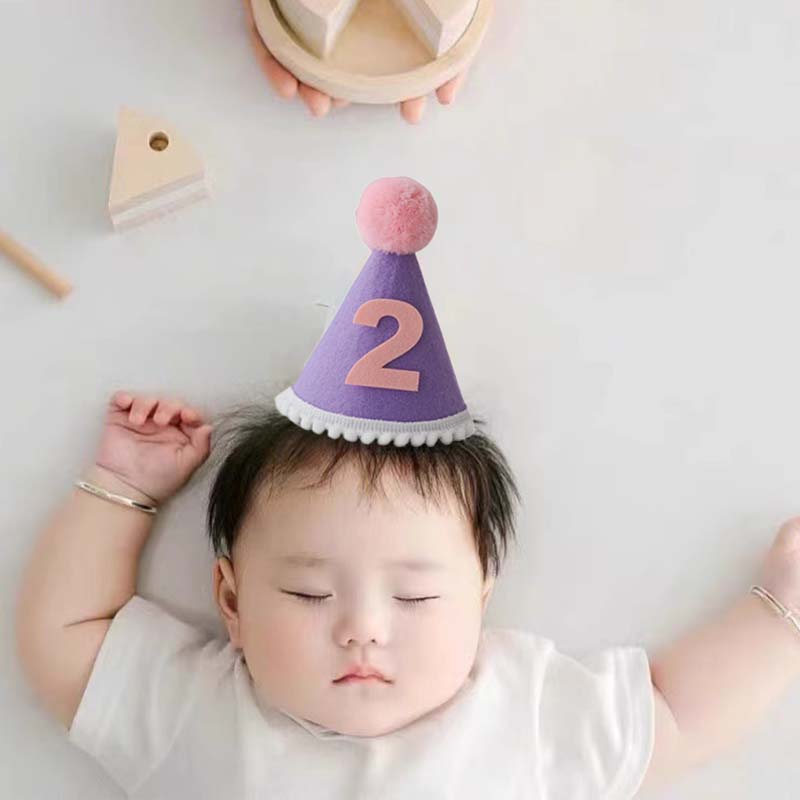 Purple Birthday Hat 1 2 3 4 5  - Party Hat Cone avaliação e preço