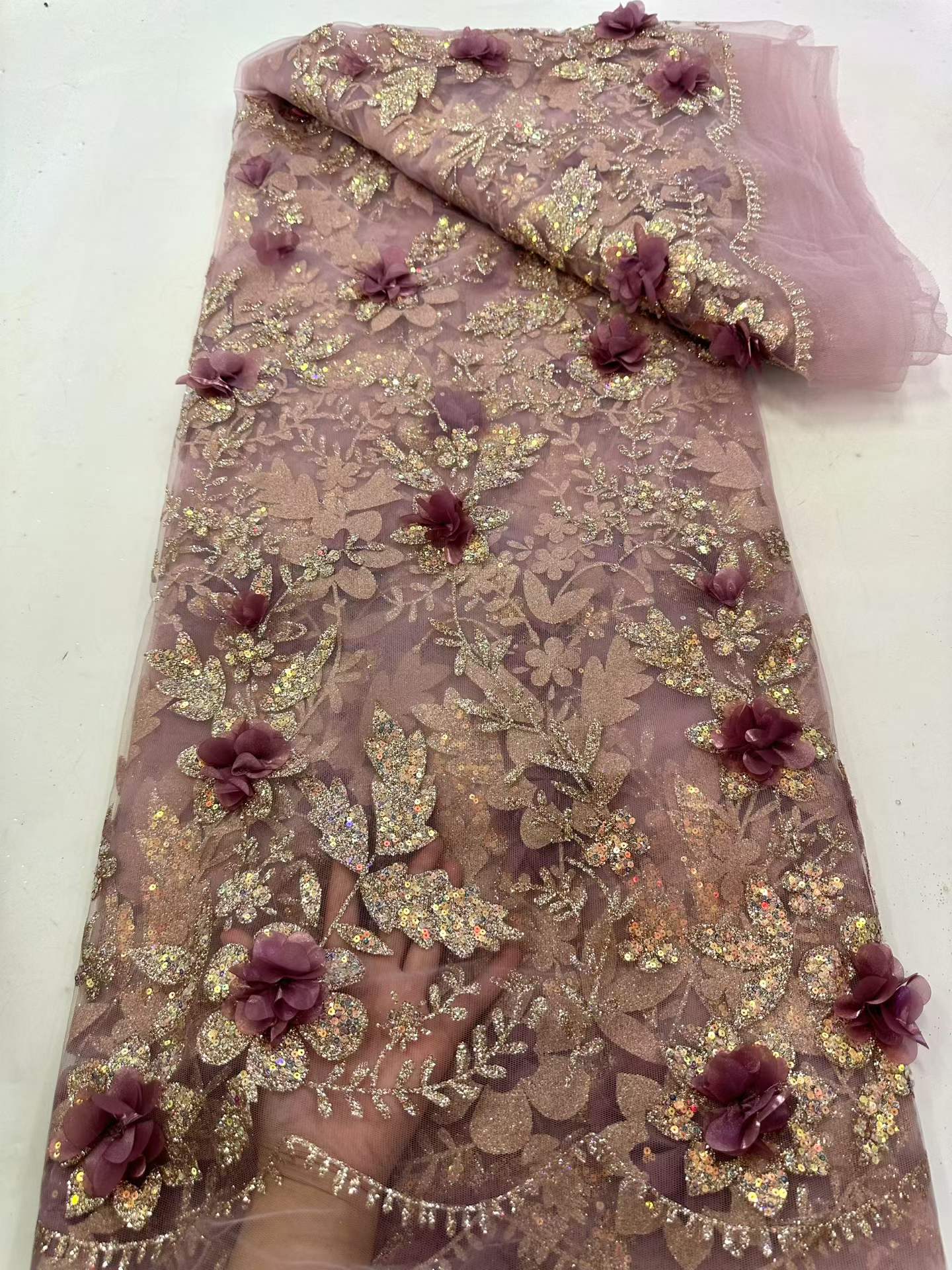 African Lace Fabric Embroidere - Glitter Tablecloth avaliação e preço
