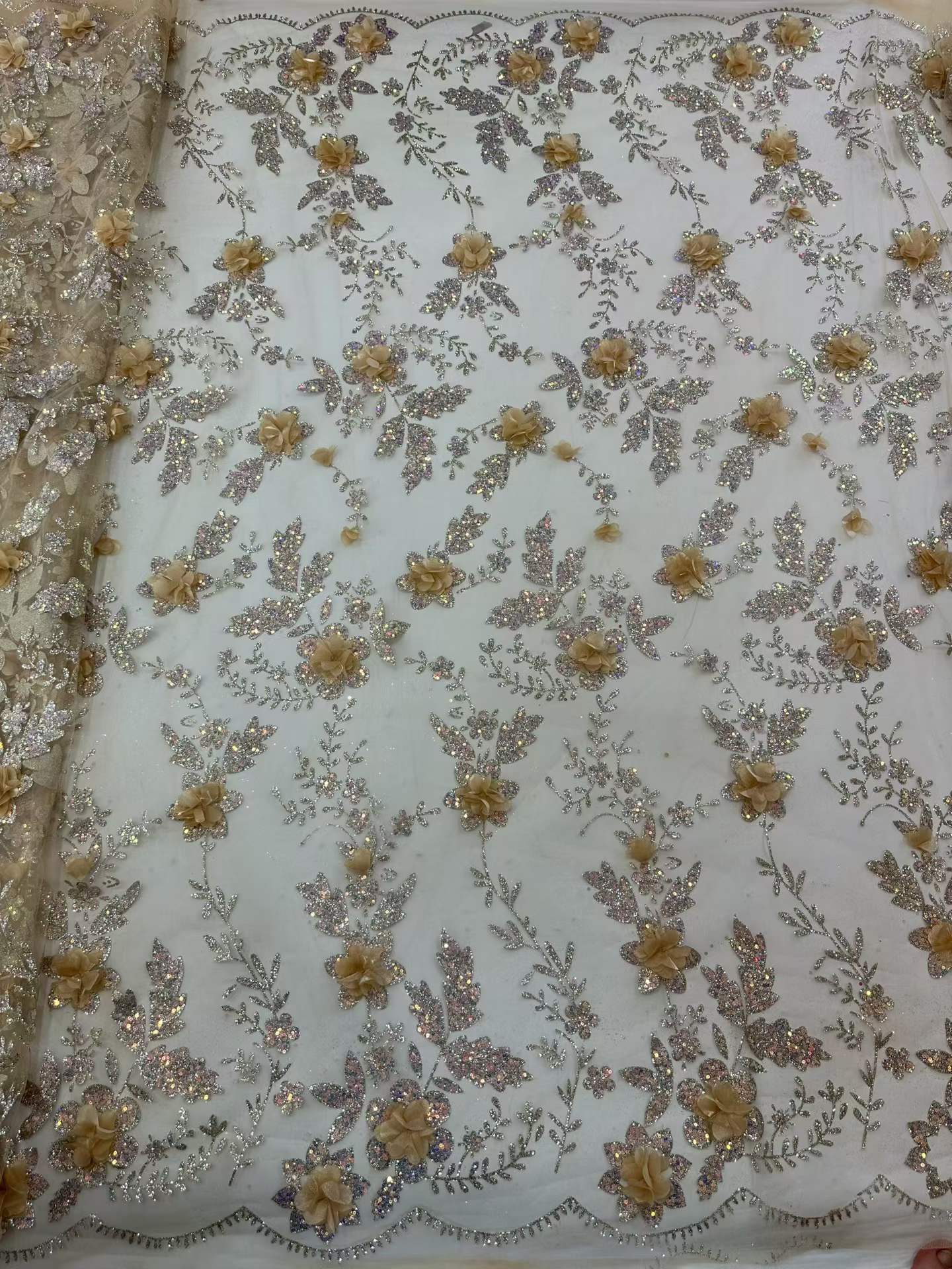 African Lace Fabric Embroidere - Glitter Tablecloth avaliação e preço