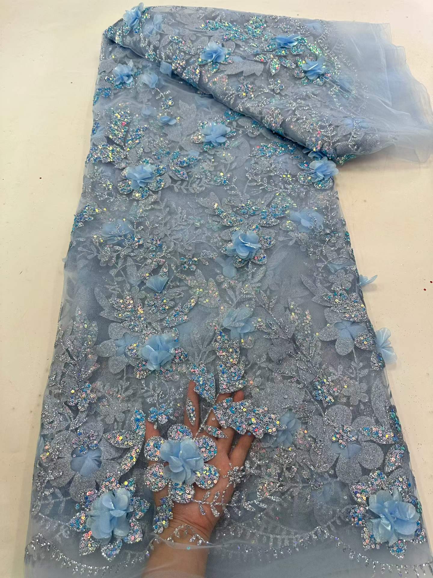 African Lace Fabric Embroidere - Glitter Tablecloth avaliação e preço