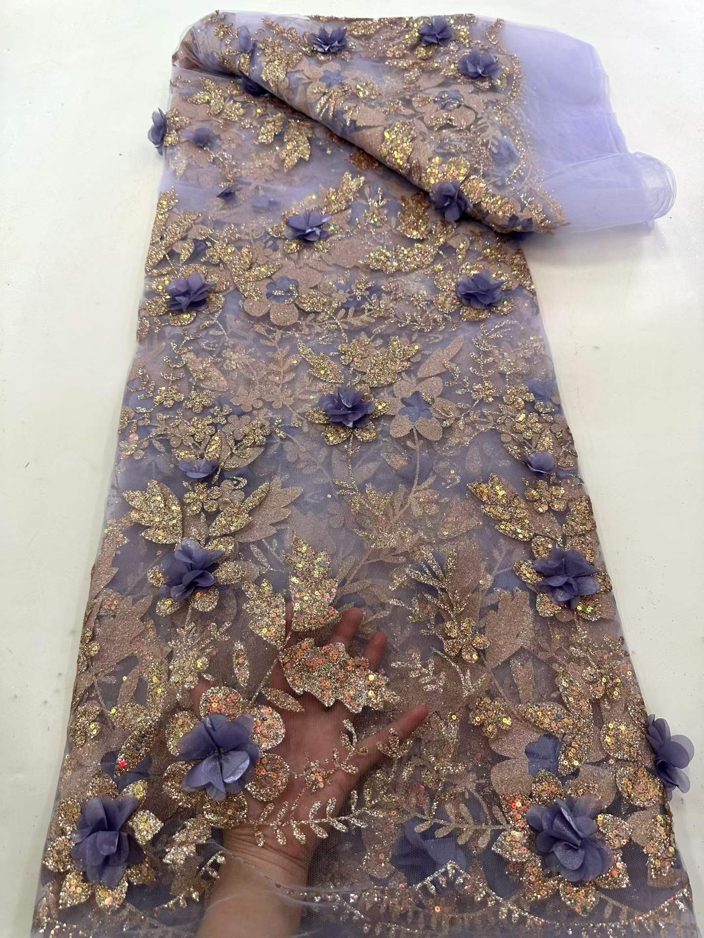 African Lace Fabric Embroidere - Glitter Tablecloth avaliação e preço