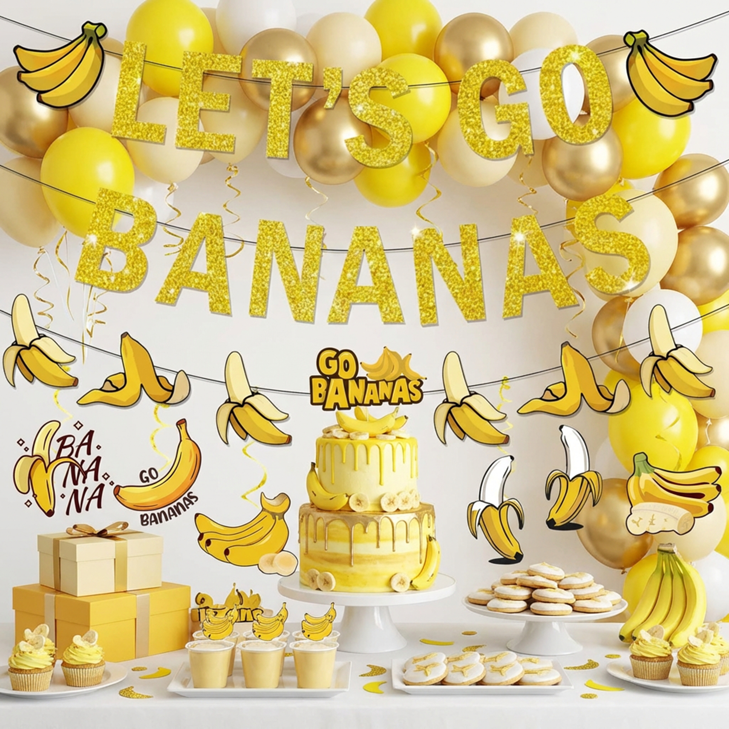 Yellow Bananas Birthday Banner - Let'S Party Event Supply avaliação e preço