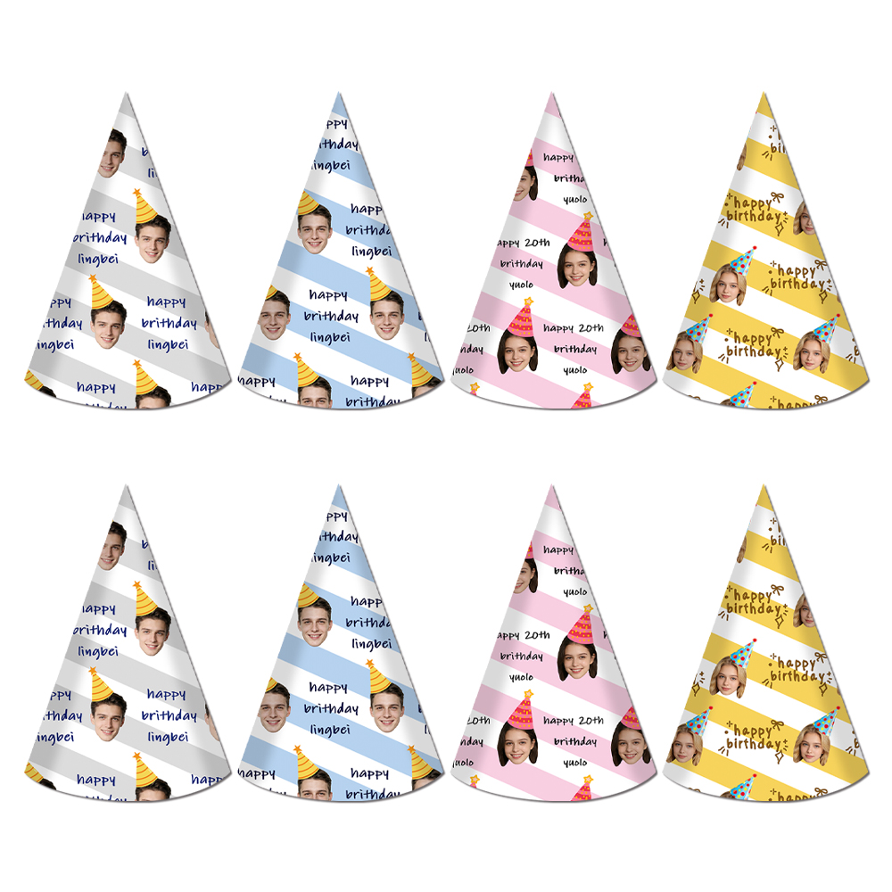 8pcs Custom Text and Photo Fac - Party Hat Cone avaliação e preço
