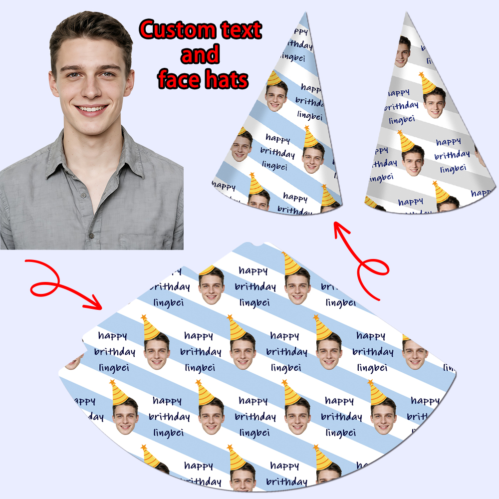 8pcs Custom Text and Photo Fac - Party Hat Cone avaliação e preço