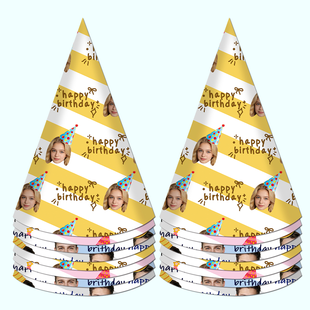 8pcs Custom Text and Photo Fac - Party Hat Cone avaliação e preço