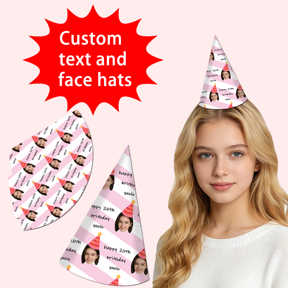 8pcs Custom Text and Photo Fac - Party Hat Cone avaliação e preço