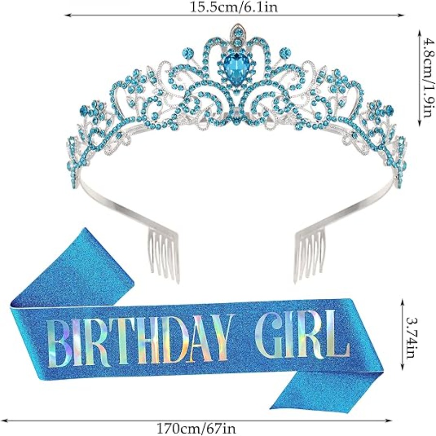 2Pcs Set Rhinestone Crystal Cr - Birthday Sash Glitter avaliação e preço