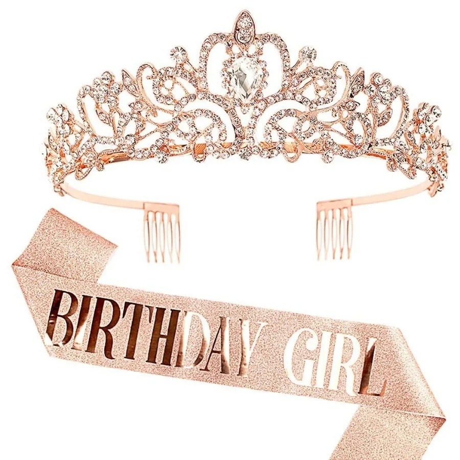2Pcs Set Rhinestone Crystal Cr - Birthday Sash Glitter avaliação e preço
