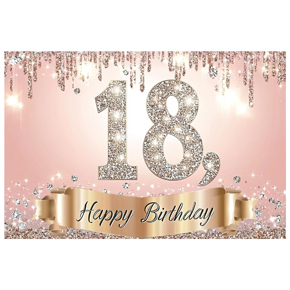 Sweet Gold 18th Birthday Backd - Party Banner Gold avaliação e preço