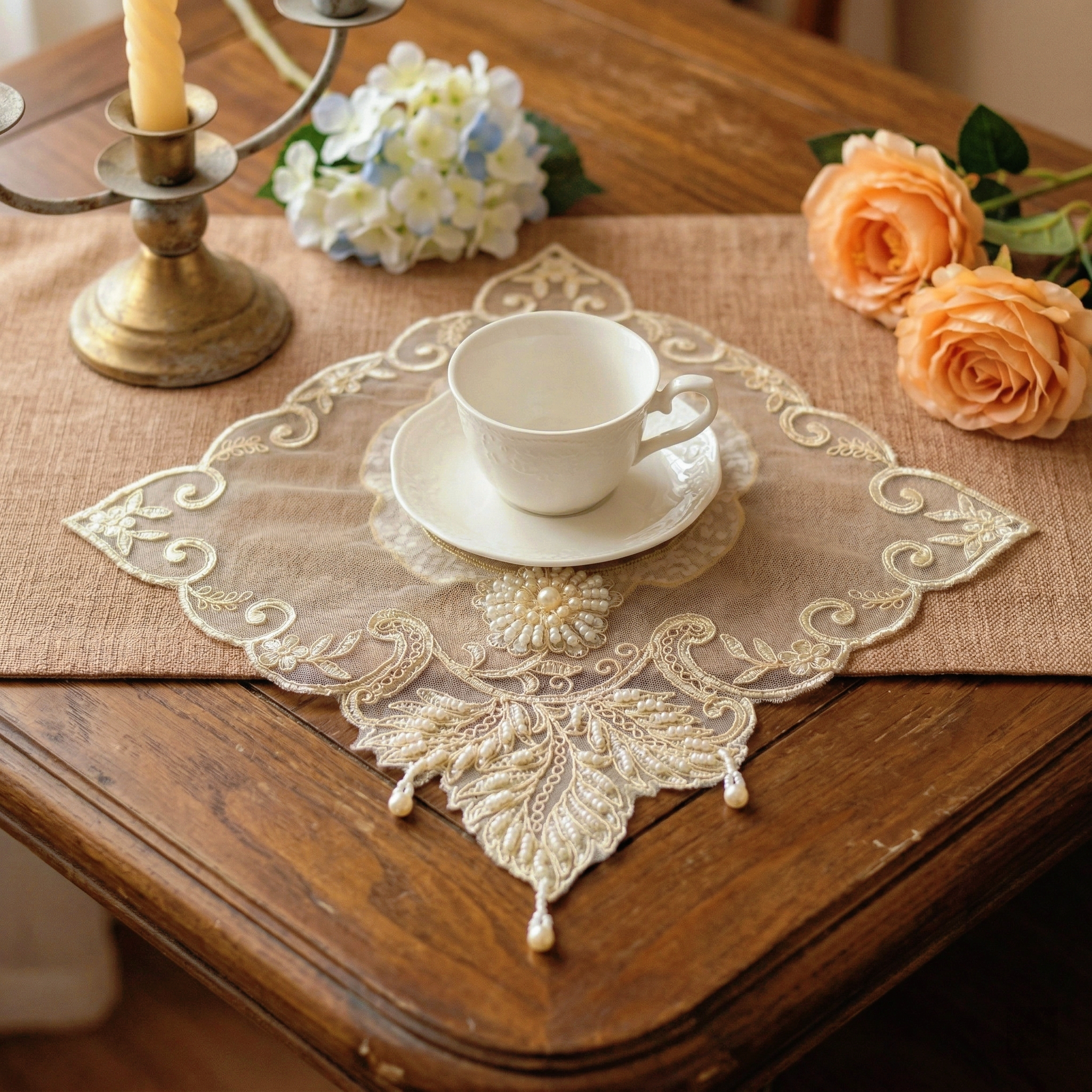 2pcs Leaf Shape Placemats Set  - Glitter Tablecloth avaliação e preço