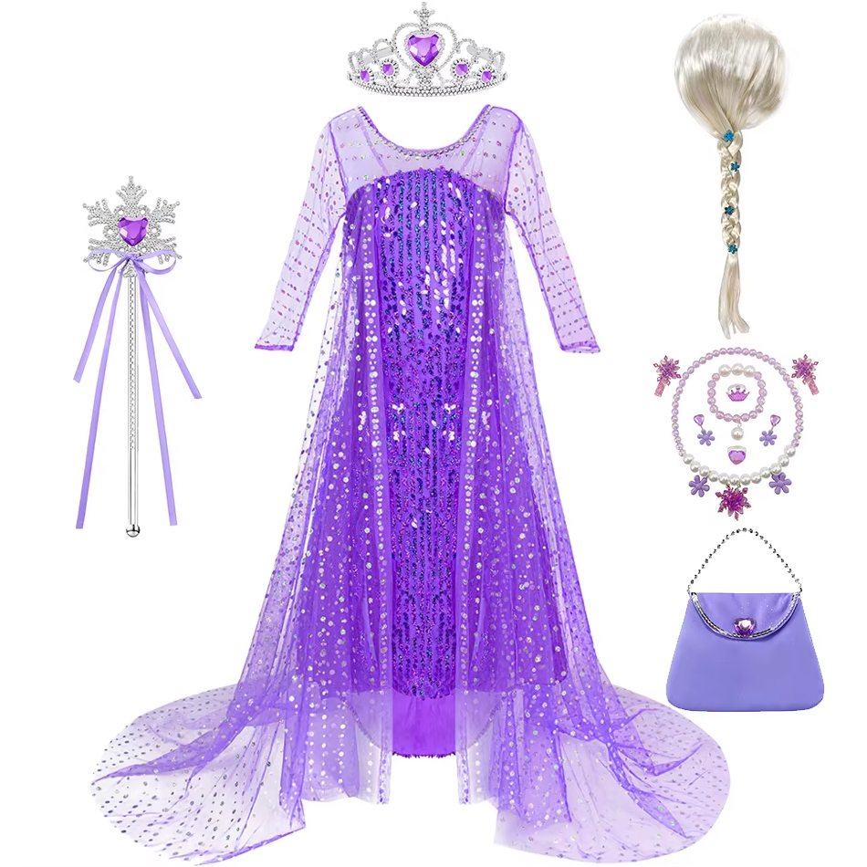 Elsa Purple Halloween Dress Gi - Glitter Tablecloth avaliação e preço