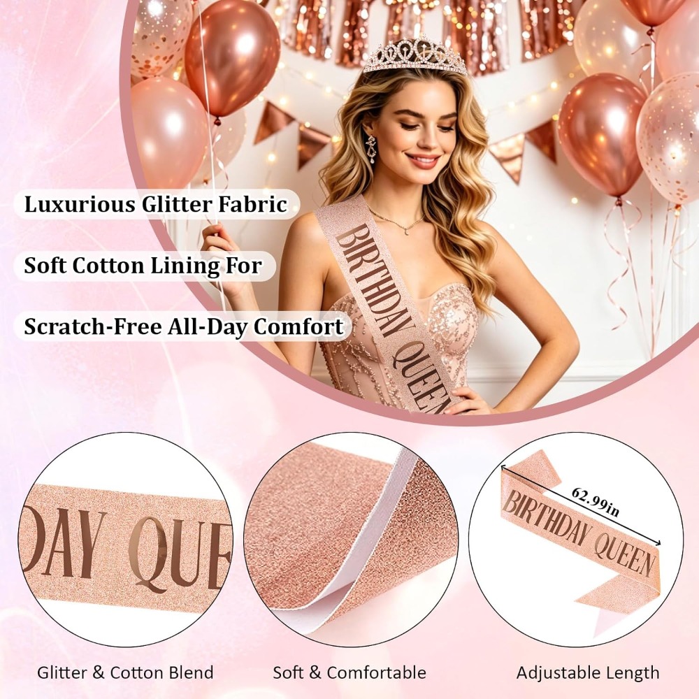 Rose Gold Birthday Queen Sash  - Birthday Sash Glitter avaliação e preço