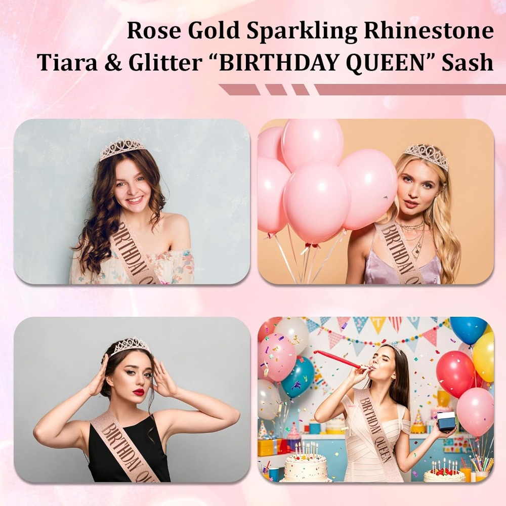 Rose Gold Birthday Queen Sash  - Birthday Sash Glitter avaliação e preço