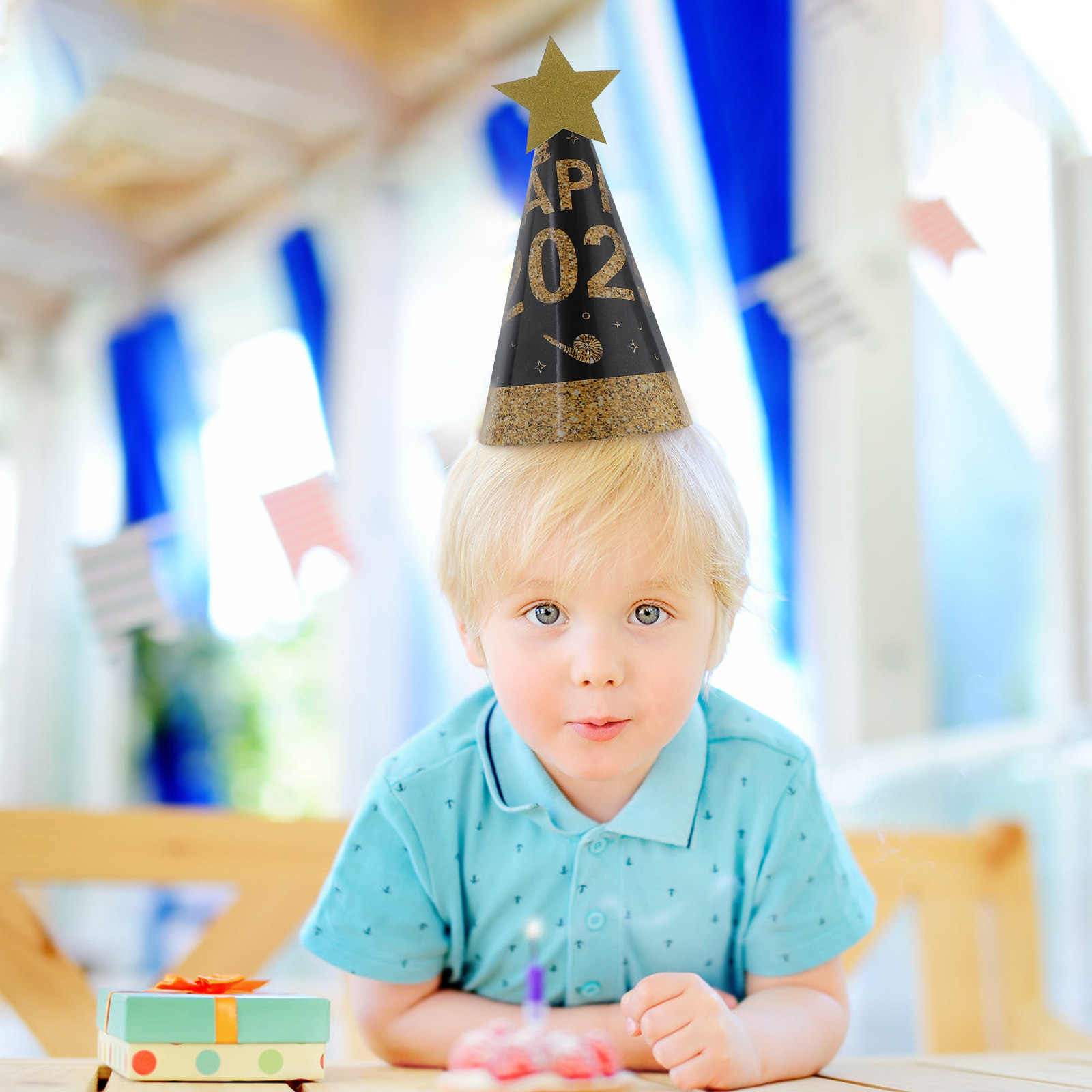 6Pcs Black Gold Paper Cone Hat - Party Hat Cone avaliação e preço