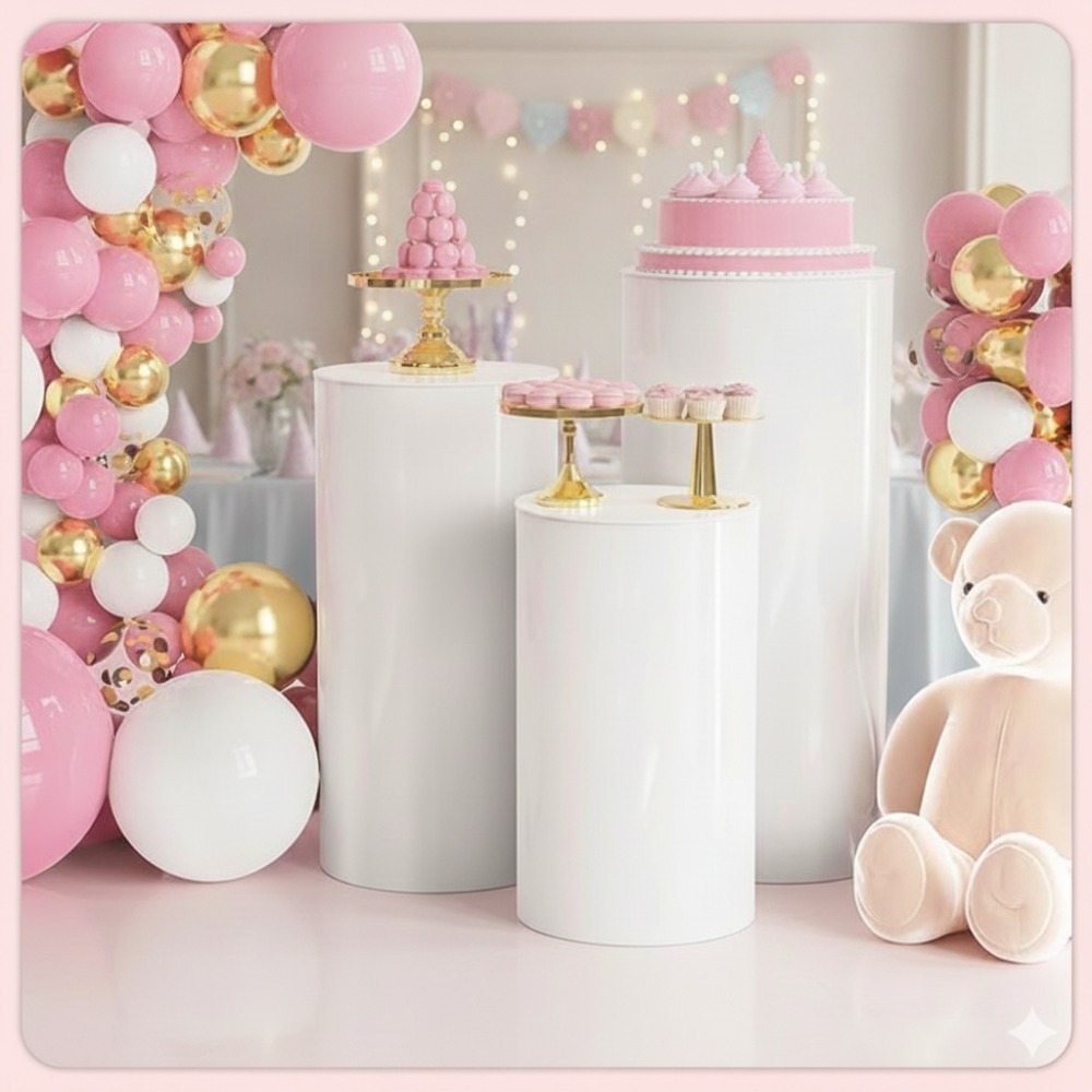 3/5Pcs White Cylinder Pedestal - Event Support avaliação e preço