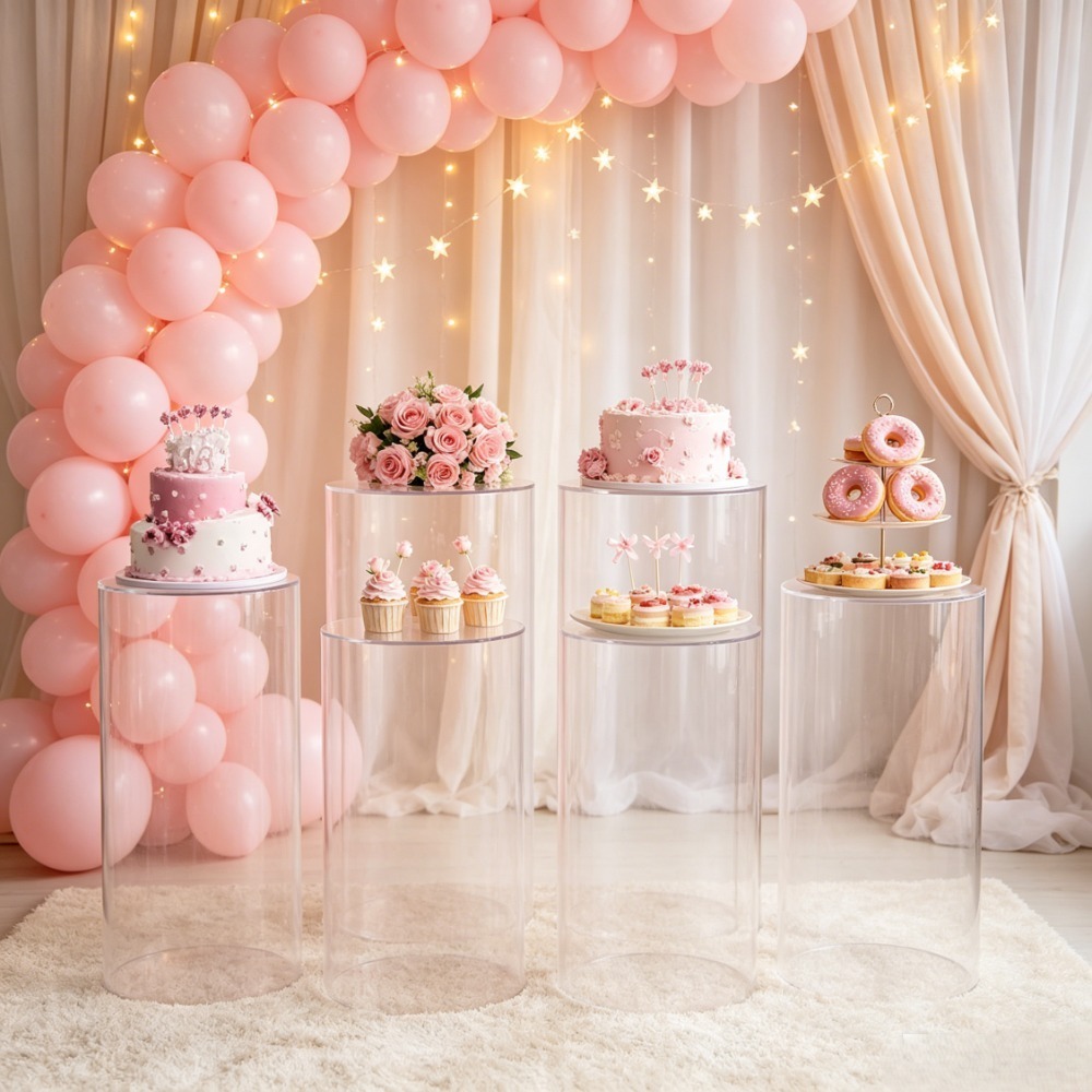 3/5Pcs White Cylinder Pedestal - Event Support avaliação e preço