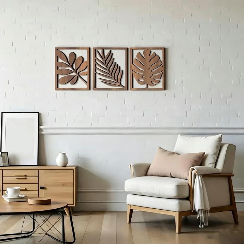 3 Pcs Nordic Style Wood Decor  - Flower Wall Panel avaliação e preço