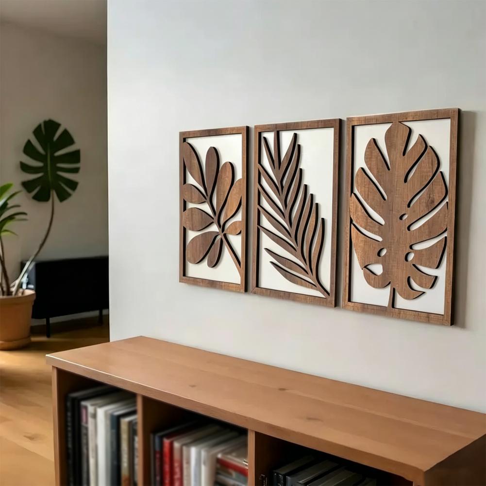 3 Pcs Nordic Style Wood Decor  - Flower Wall Panel avaliação e preço