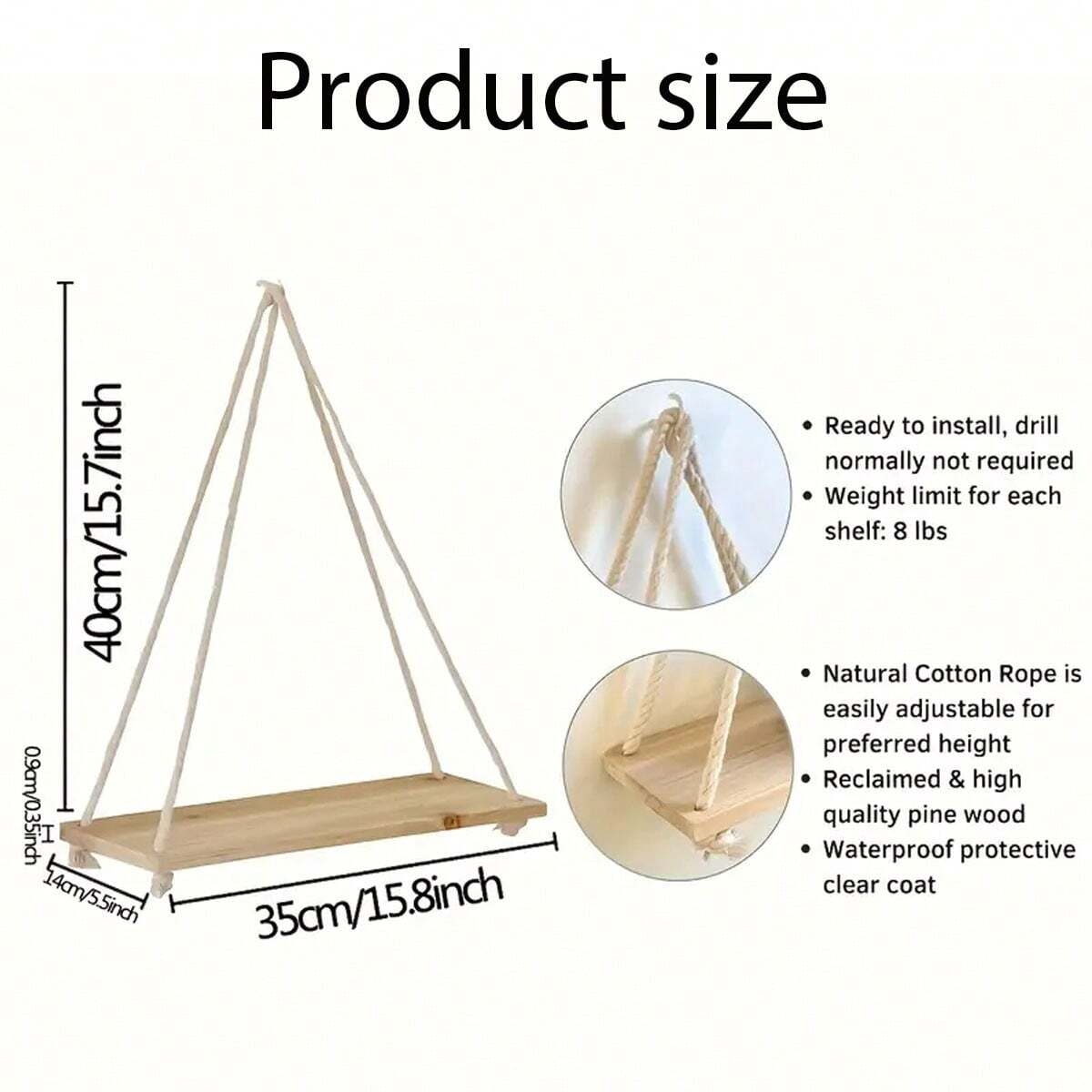 1PC Wooden Swing Hanging Hemp  - Flower Wall Panel avaliação e preço