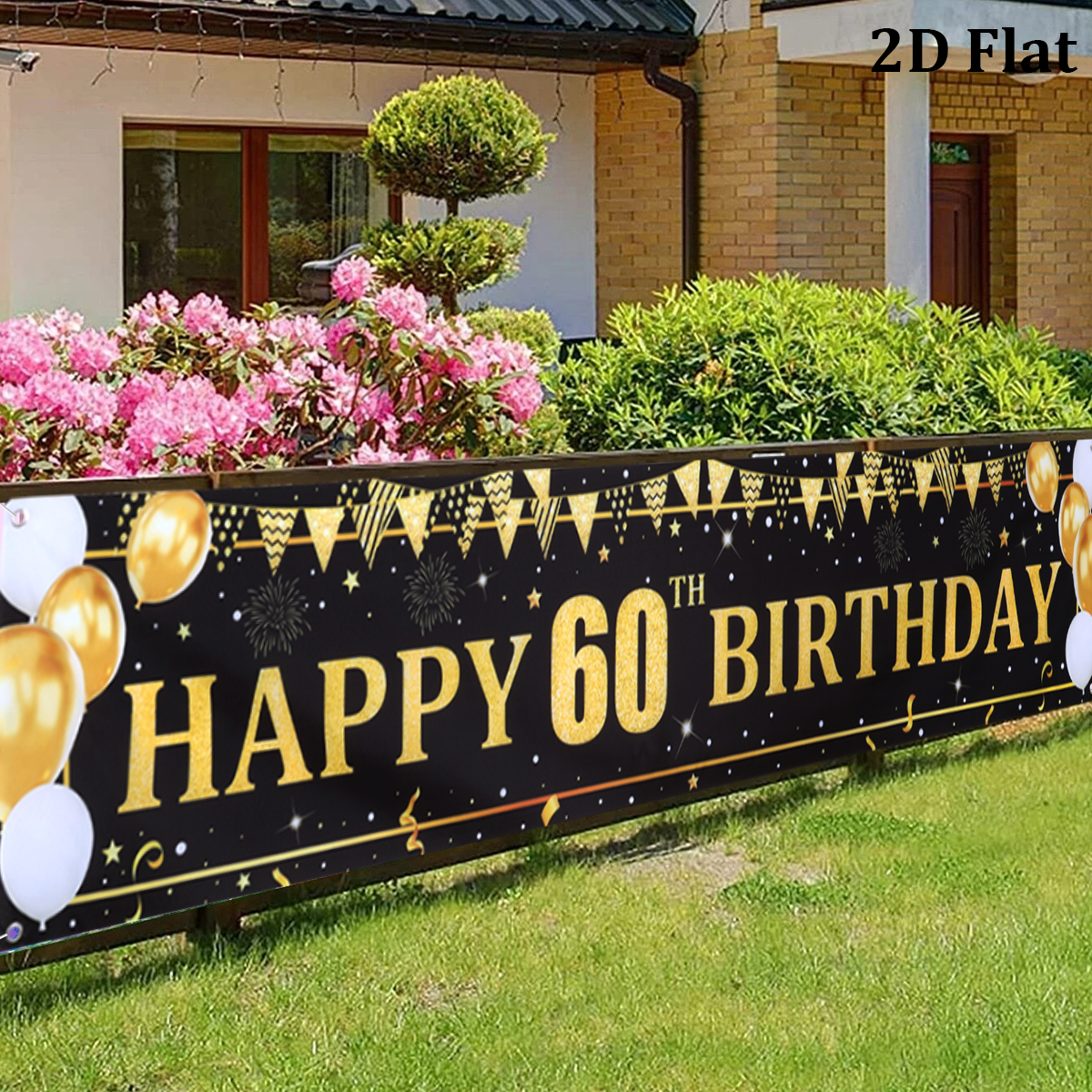Black Gold Balloons Flags Happ - Party Banner Gold avaliação e preço