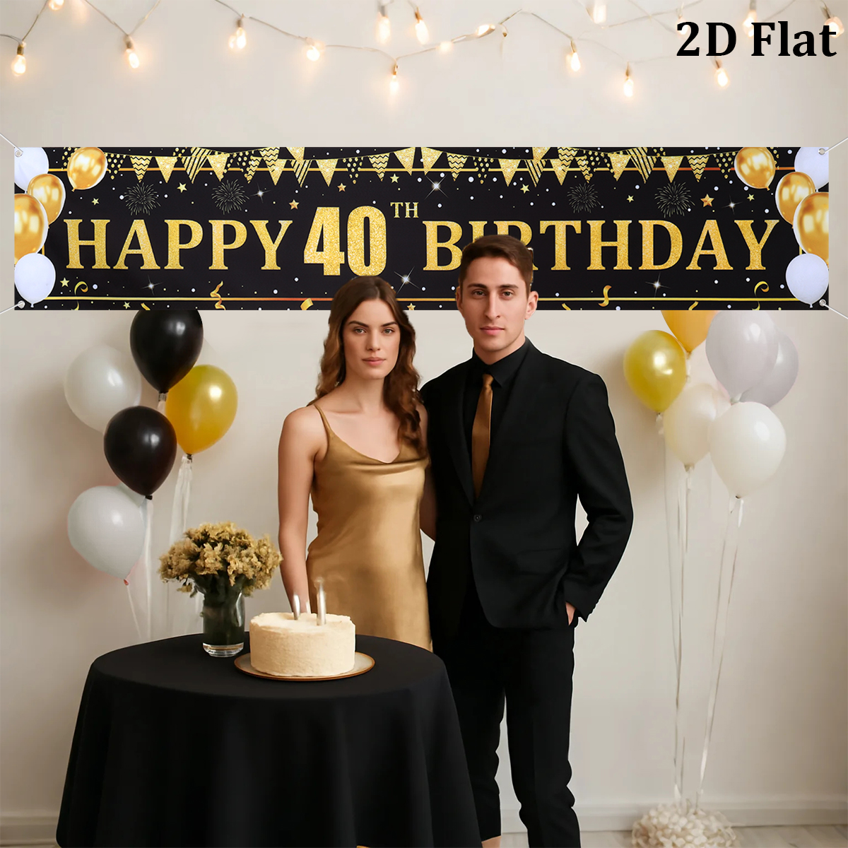 Black Gold Balloons Flags Happ - Party Banner Gold avaliação e preço