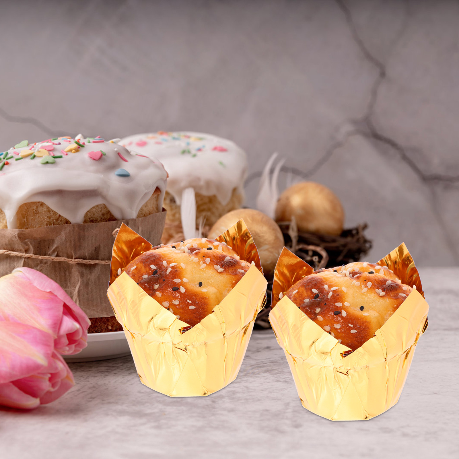 50Pcs Muffin Cup Heat-Resistan - Plastic Cup 50Pcs avaliação e preço