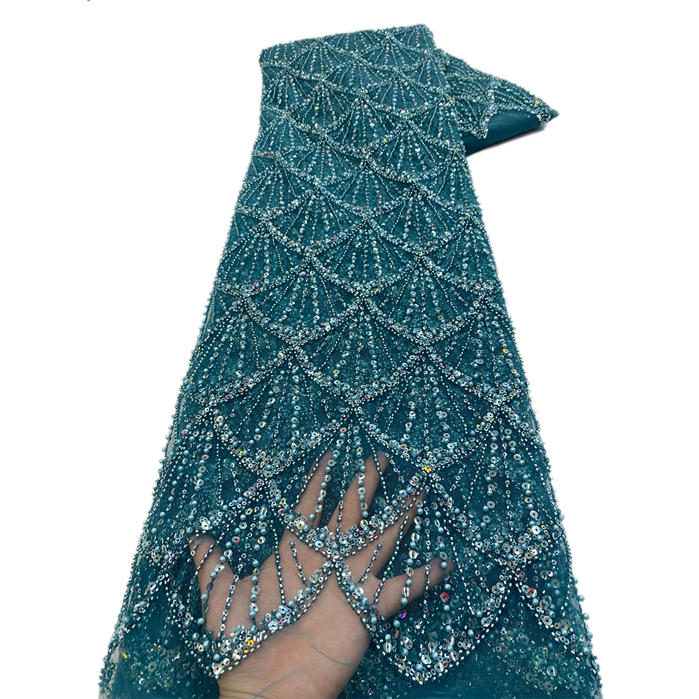 African Beaded Lace Fabric Fre - Glitter Tablecloth avaliação e preço